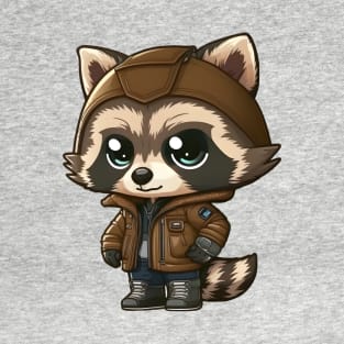 Cool Raccoon in a Hooded Jumper T-Shirt